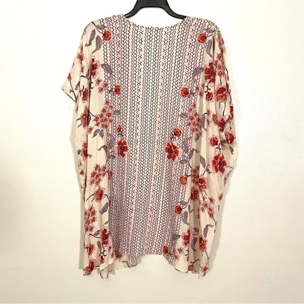 Francescas Gypsy Love Kimono Floral Longline Open Pink Multi Floral Boho Beach M